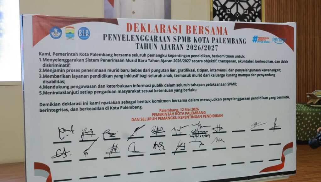 Tolak titipan dan pungli, Palembang Deklarasi Bersama SPMB 2026/2027