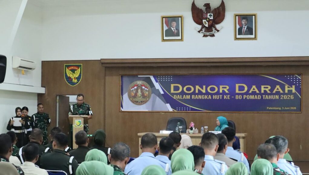 Kolaborasi, HUT ke 80 POMDAM II/Swj Gelar Donor Darah bersama PMI Palembang