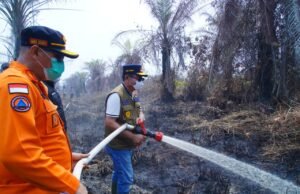 Bupati Muba Turun ke Muara Medak, Petugas dan Warga Bersatu Padamkan Karhutla